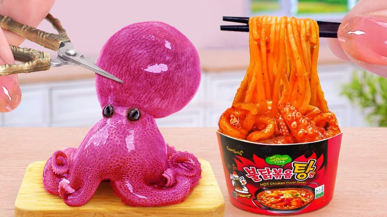 Top Of Spaghetti Recipe 😍 Miniature Octopus Tomato Seafood Pasta 😍 Tina Mini Cooking