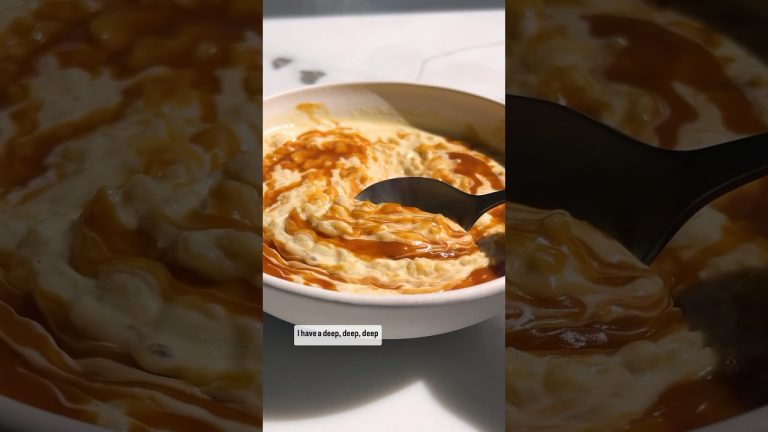 Salted-Caramel Rice Pudding. Recipe in the description #recipe #food #cooking #dessert