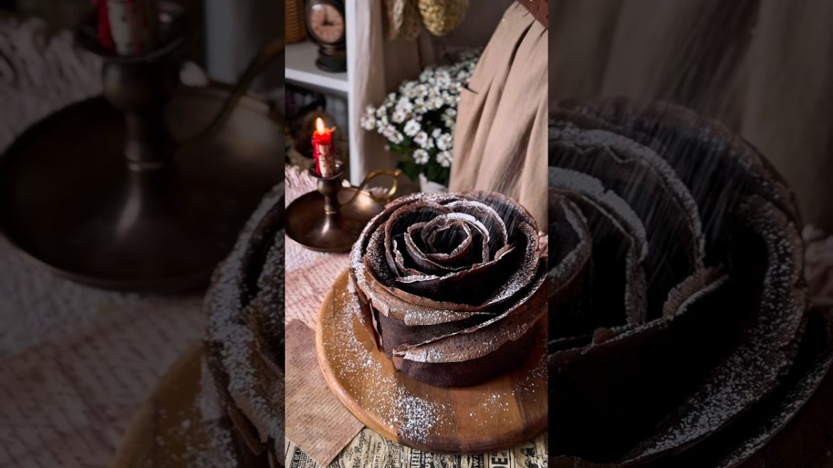 Rose crepe cake | Шоколадный блинный торт | Krep pasta #food #recipe #crepe #cake #home