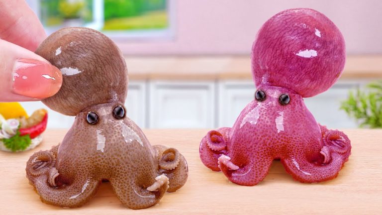 Recipes for Seafood Lover 💞 Miniature Japanese Octopus with Mustard Sauce 💞 Tina Mini Cooking