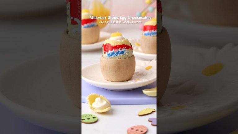 Milkybar Dippy Egg Cheesecakes 🐣💛 Super fun & tasty #shorts #baking #recipe #cheesecake #milkybar