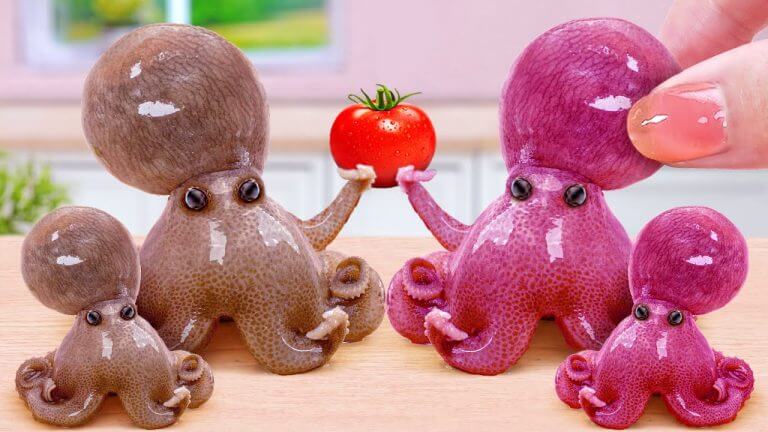 Tasty Seafood Recipe 🐙 Best Miniature Octopus Grill On Stone Survival Skills 🐙 Tina Mini Cooking