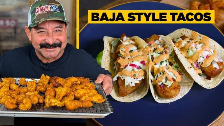 BAJA FISH & SHRIMP TACOS – My FULL Cookbook Recipe for Tacos Ensenada (Beer Batter, Slaw & Sauce)
