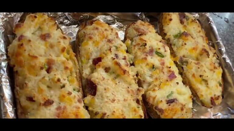 Stuffed Baked Potatoes topped with Pulled Pork