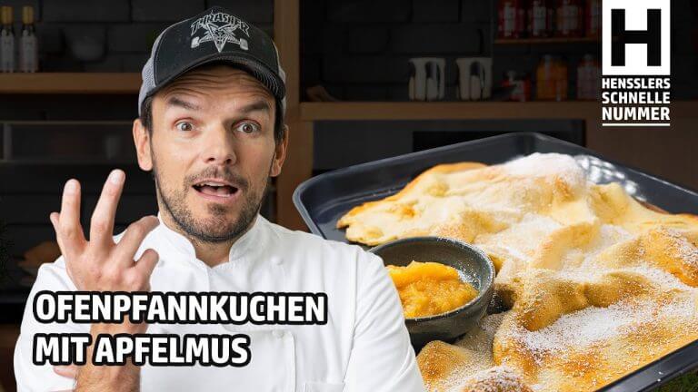 Schnelles Ofenpfannkuchen mit Apfelmus Rezept von Steffen Henssler | Günstige Rezepte