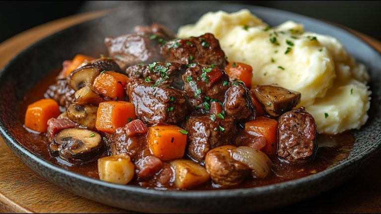 Boeuf Bourguignon Rezept. Das beste französische Schmorgericht in Rotweinsoße