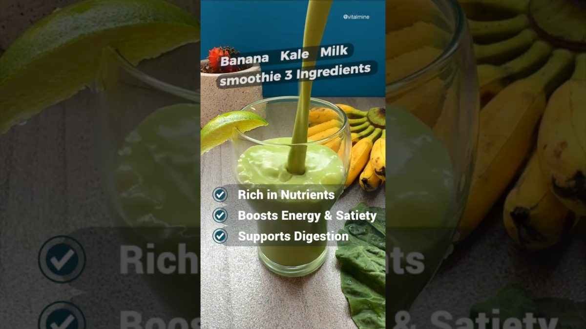 Banana Kale Almond Milk smoothie | 3 Ingredients 5-Minute #smoothie