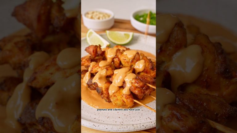 Day 5/30 of High Protein Recipes: Air Fryer Chicken Satay with Creamy Peanut Sauce