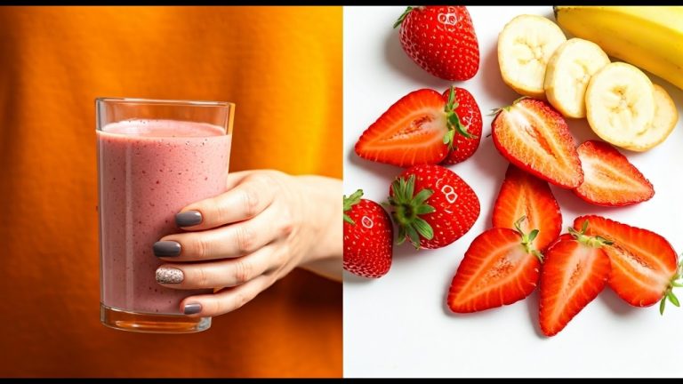 “Power Packed Strawberry Banana Saffron Protein Smoothie”