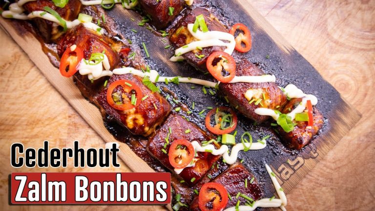 Cederhout gerookte zalmbonbons – NasQ BBQ
