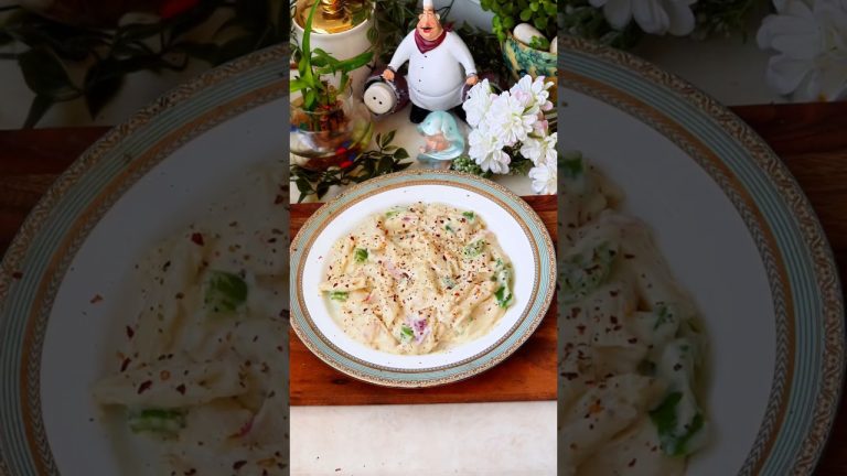 Creamy White Sauce Pasta in 1 Minute | Easy & Delicious Recipe 🍝 #pasta