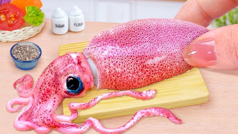 Best Recipe For Seafood Season 💖 Top Miniature Fried Squid Stuffed With Garlic 💖 Tina Mini Cooking