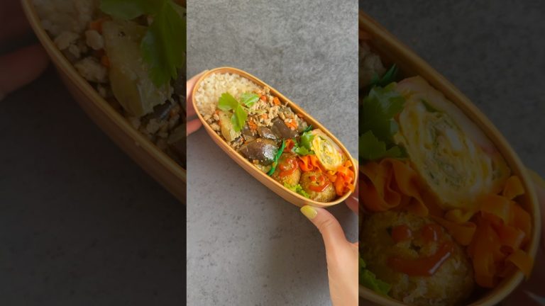 Husband-Approved Eggplant & Ground Pork Bento😊 #bentobox #bentoboxideas #japanesefood #shorts