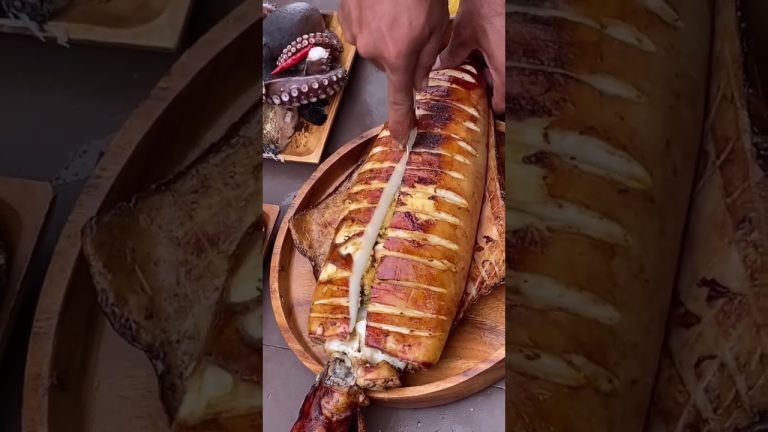 Grilled Squid Stuffed with Sweet Yellow Corn – Next-Level Street Food! 🌽🦑