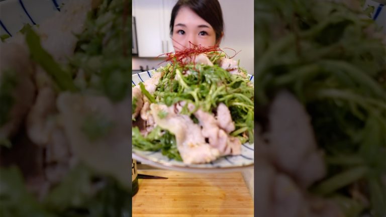 自家製ゴマだれが最高！豚と春菊のゴマだれサラダ #cooking #酒のつまみ
