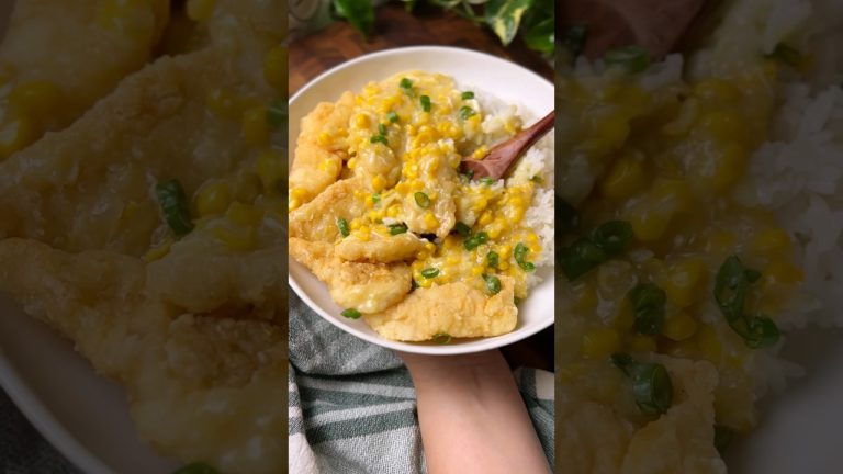 cantonese fried fish w/ cream corn 🌽 full recipe on smellylunchbox.com!