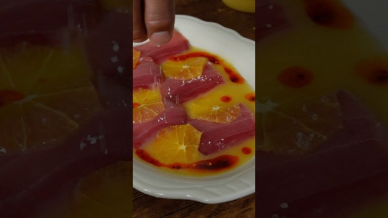 Cured tuna, starfruit aguachile, Momofuku’s chili crunch 🌶️🐟⭐️