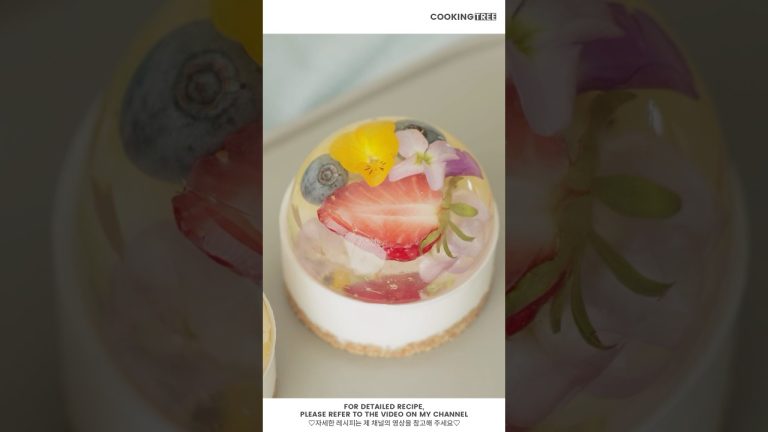 🌷봄과 함께 찾아온 꽃을 올린 젤리 요거트 무스케이크 Flower Jelly Yogurt Mousse Cake #Shorts #Baking