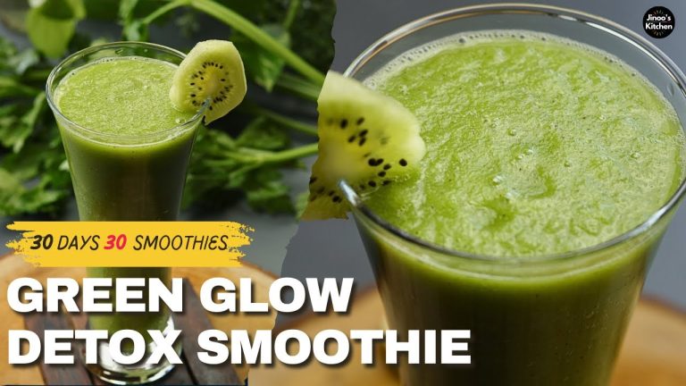 Green Glow Detox Smoothie Recipe for Weight Loss and Clear Skin | 30 smoothie recipes (18/30)