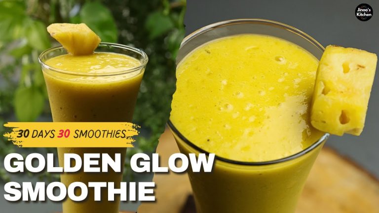 Golden Glow Smoothie Recipe |  30 Smoothie Recipes (15/30) | Healthy Turmeric Mango Pineapple Drink