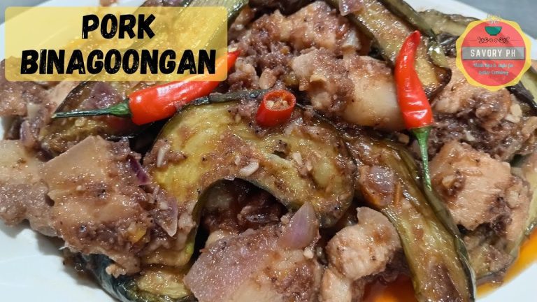 Savory Pork Binagoongan with Fried Eggplant Recipe