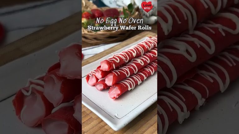 🍓No Oven Strawberry Wafer Rolls, these are eggless & very easy to make. #LoveBitesWithNeha