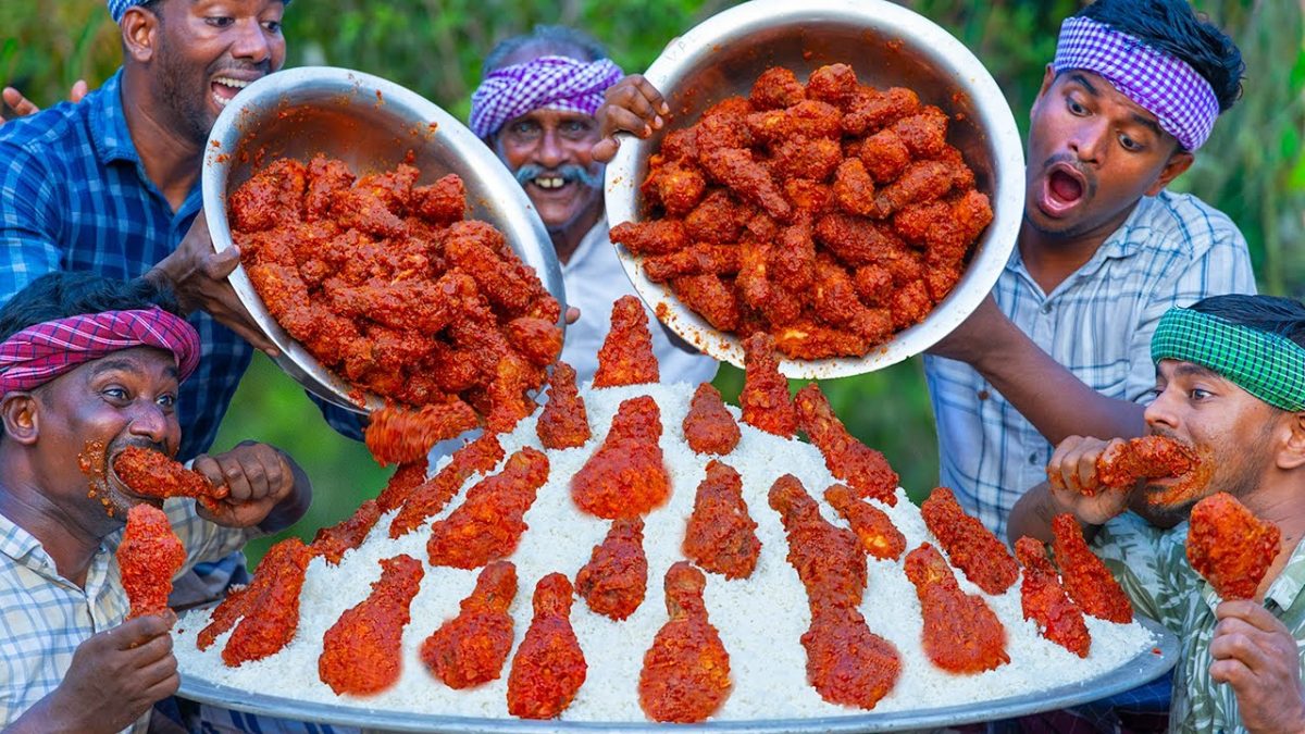 CHICKEN LEGS EATING | Fried Chicken Legs with Tomato Sauce | How to Make Tomato Sauce Village Style