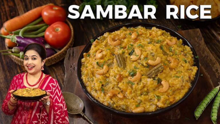 One Pot Sambar Rice Recipe | Sambar Rice in Pressure Cooker | Lunch Recipes | Rice Recipes