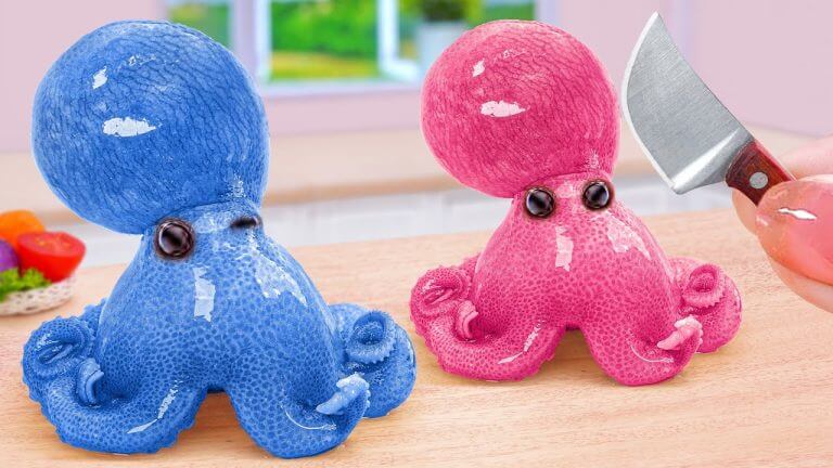 Best Of Seafood Recipe 💗 Mini Korean Octopus Stir Fried with Tomato Sauce 💗 Tina Mini Cooking