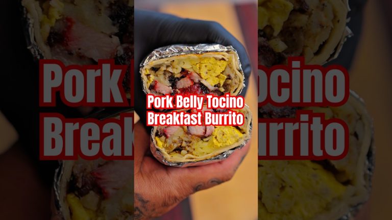 Pork Belly Tocino Breakfast Burrito w/ ​⁠@ironskilletmaster #porkbelly #tocino #filipinofood