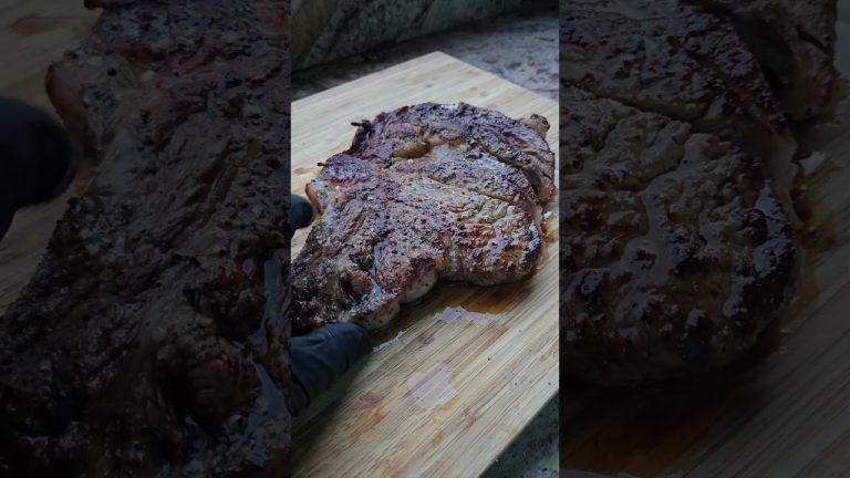 overcooked or just right? This thick cut Ribeye Steak was juicy, tender, and flavorful! #ribeyesteak