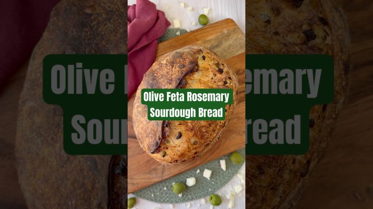Olive Feta Rosemary Sourdough Bread 🫒✨ (link to recipe in description)