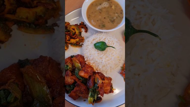 pork curry with sayo ko saag