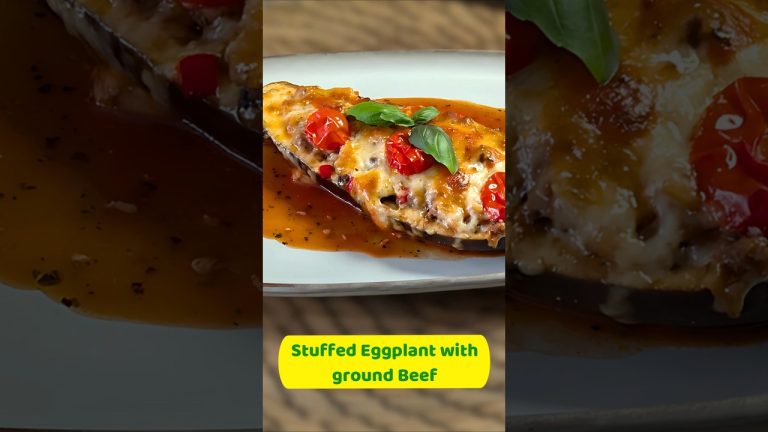 The Most Delicious Stuffed Eggplants With Ground Beef #shorts #howtocook