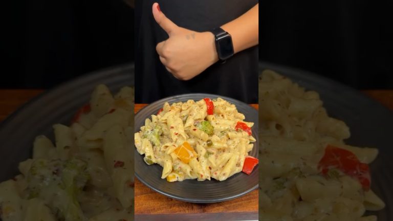 The Best Cheesy White Sauce Pasta Recipe #shorts #asmr #asmrfoods #asmrsounds