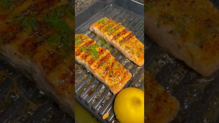 Grilled Salmon & Rice www.brasscuisinespices.com #youtubeshorts #recipe #seafoodrecipes #cooking