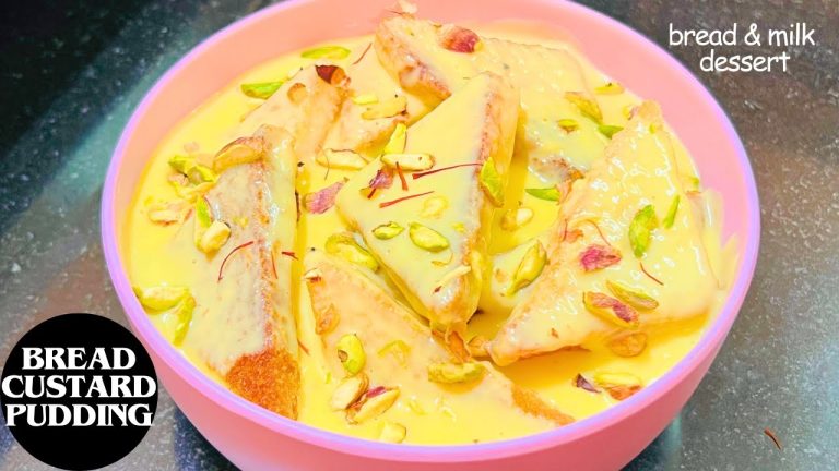 Bread custard pudding | bread pudding recipe | bread custard recipe | bread custard dessert |