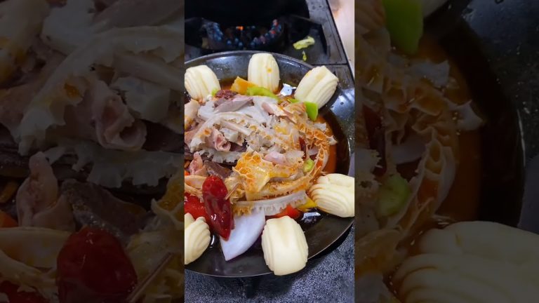 Street Food Magic | Rich Meat Stew in Cast Iron with Dough Rolls…. #shorts #cooking