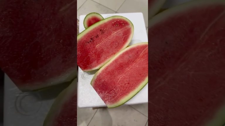 Amazing! Cutting delicious red flesh Watermelon. #fruit #fruitcutting #shorts