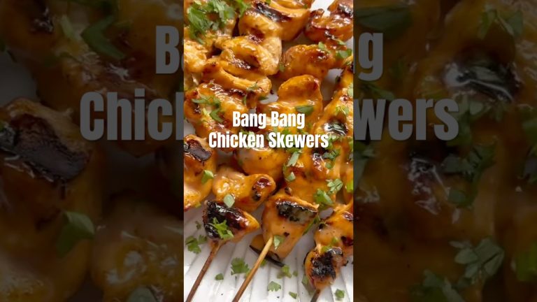 Bang Bang Chicken Skewers perfect for grilling! #chickenrecipes