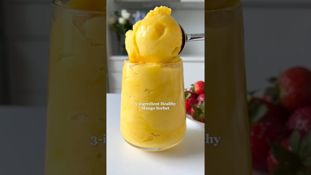 3-ingredient Healthy Mango Sorbet💛 #healthydessert #healthyrecipes #easyrecipes