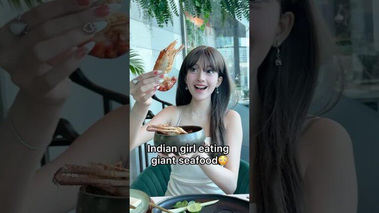 INDIAN GIRL EATING RAW SEAFOOD?😨 #indian #food #foodie #shorts #hindi #funny #thailand