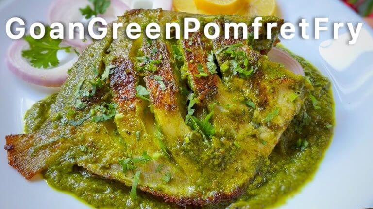 Goan Pomfret Fry in Green Masala | Cleaning Pomfret Demo #GoanFishFry