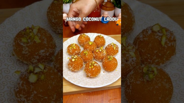 Mango Coconut Ladoo Recipe 🥰| Easy Summer Dessert | #shorts #laddu #recipe #dessert #mango #coconut