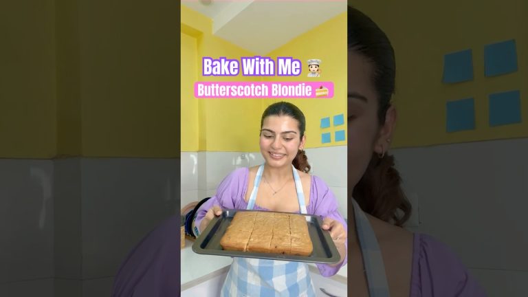Bake With Me 🩷 Butterscotch Blondie Recipe #youtubeshorts #shorts #baking #recipe