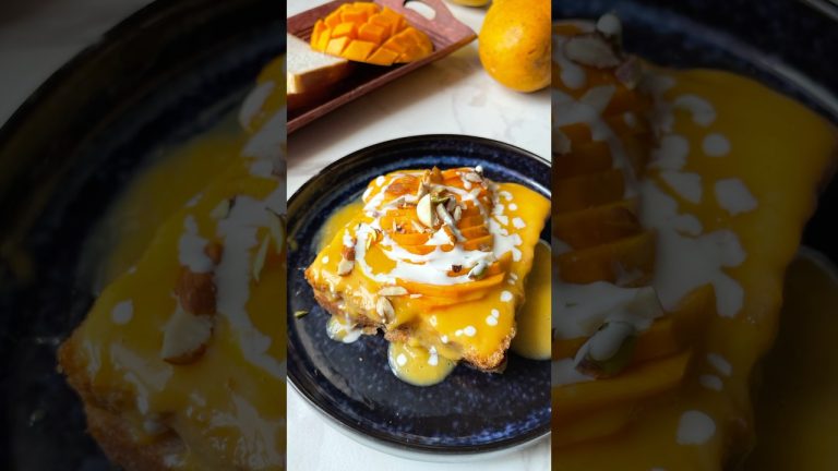 Mango French toast 🍞 #mangorecipe #frenchtoast #toast #easyrecipe #healthydessert #dessert #recipe