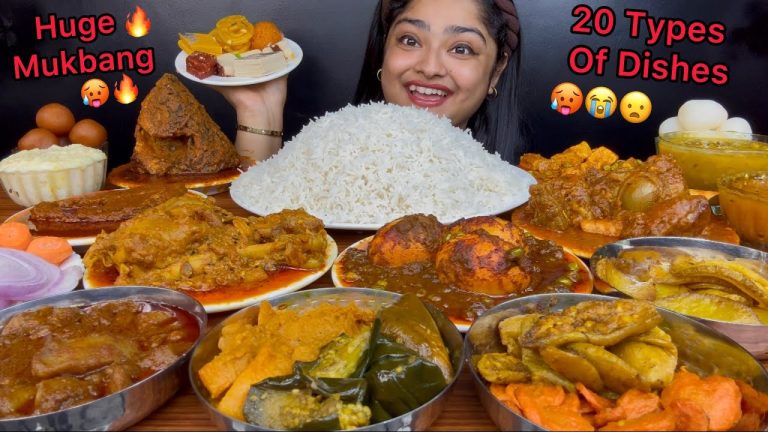 20 DISHES MUKBANG 🥵 MUTTON CURRY, CHICKEN CURRY, EGG CURRY, FISH CURRY, GULAB JAMUN, PRAWNS CURRY
