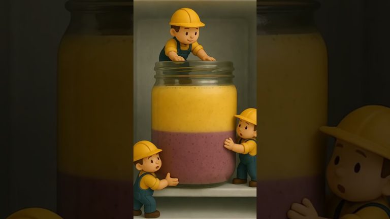 🍓 How to Make a Layered Smoothie – Tiny Workers Edition! | 1-Minute Recipe Shorts