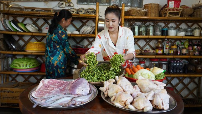 Chickens, River fish, pork cook for family – Delicious dinner cooking