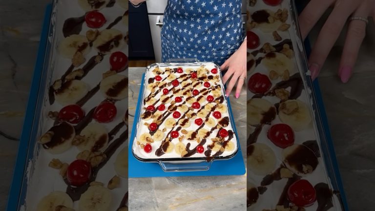 No bake banana split delight 🍌 #recipe #sweet #food #yummy #fyp